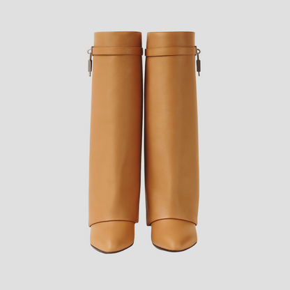 Women’s Fold-Over Leather Knee-High Boots