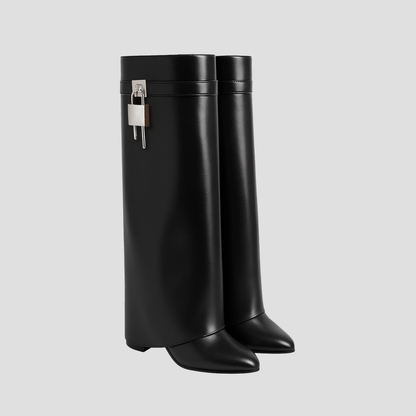 Women’s Fold-Over Leather Knee-High Boots