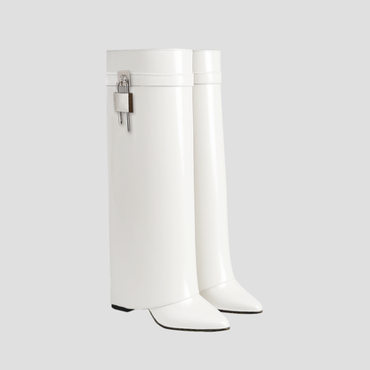 Women’s Fold-Over Leather Knee-High Boots