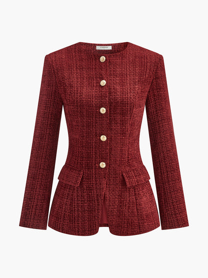 Leyla | Button Down Slit Tweed Blazer