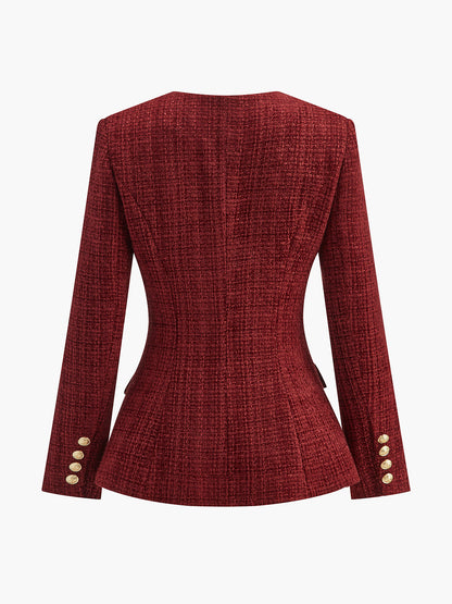 Leyla | Button Down Slit Tweed Blazer
