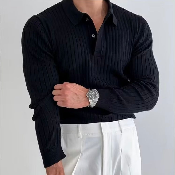 Men's Classic Fit Polo Shirt - Stylish Long Sleeve Top - BritishElegance