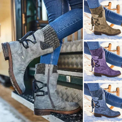 Waterproof women's snow boots - mid-height winter boots with non-slip soles