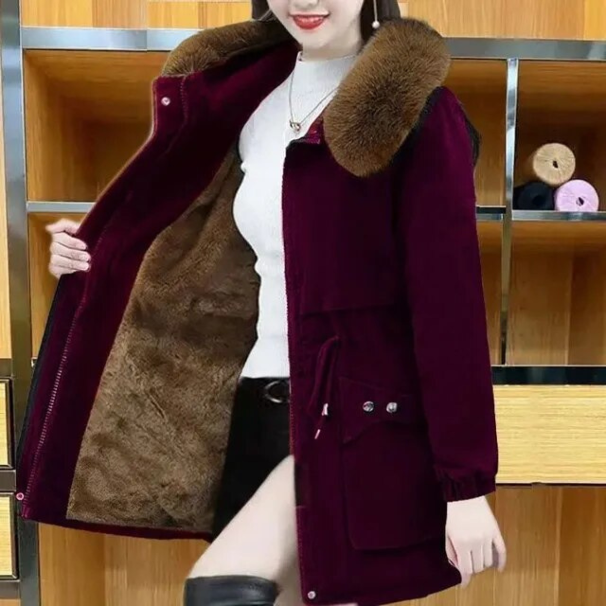 Warm Waterproof Women's Parka with Faux Fur Trim