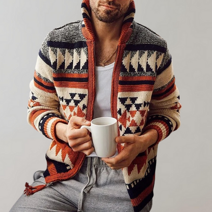 Classic knitted men's cardigan with zipper