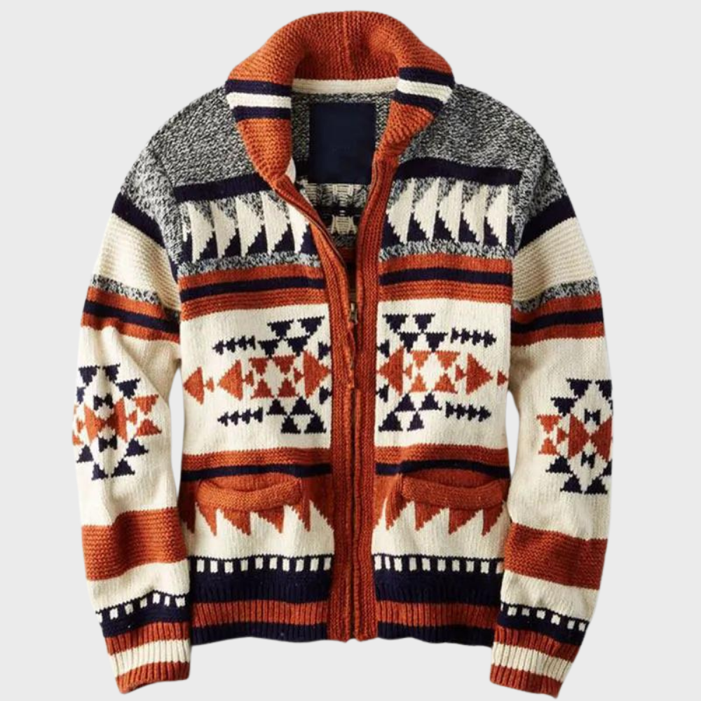 Classic knitted men's cardigan with zipper