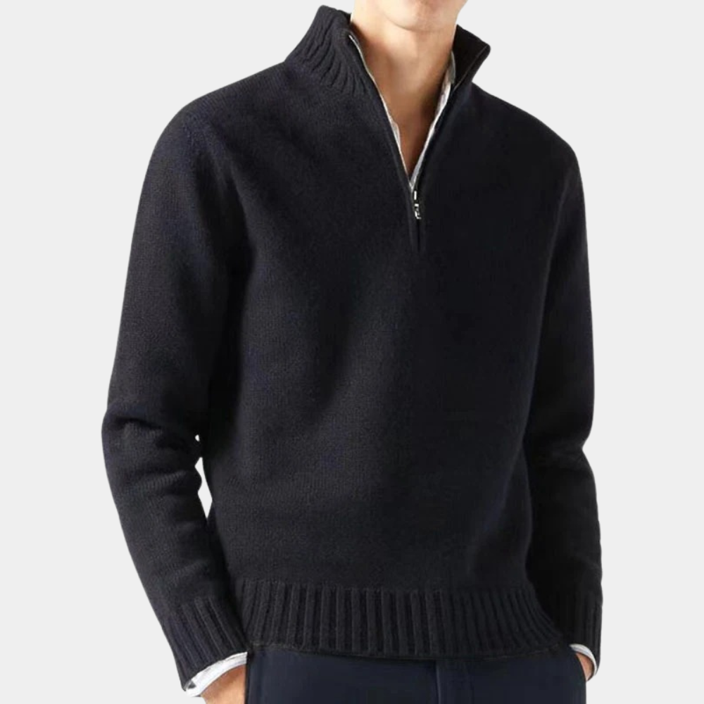 Warm Men's Knit Half Zip Sweater - BritishElegance