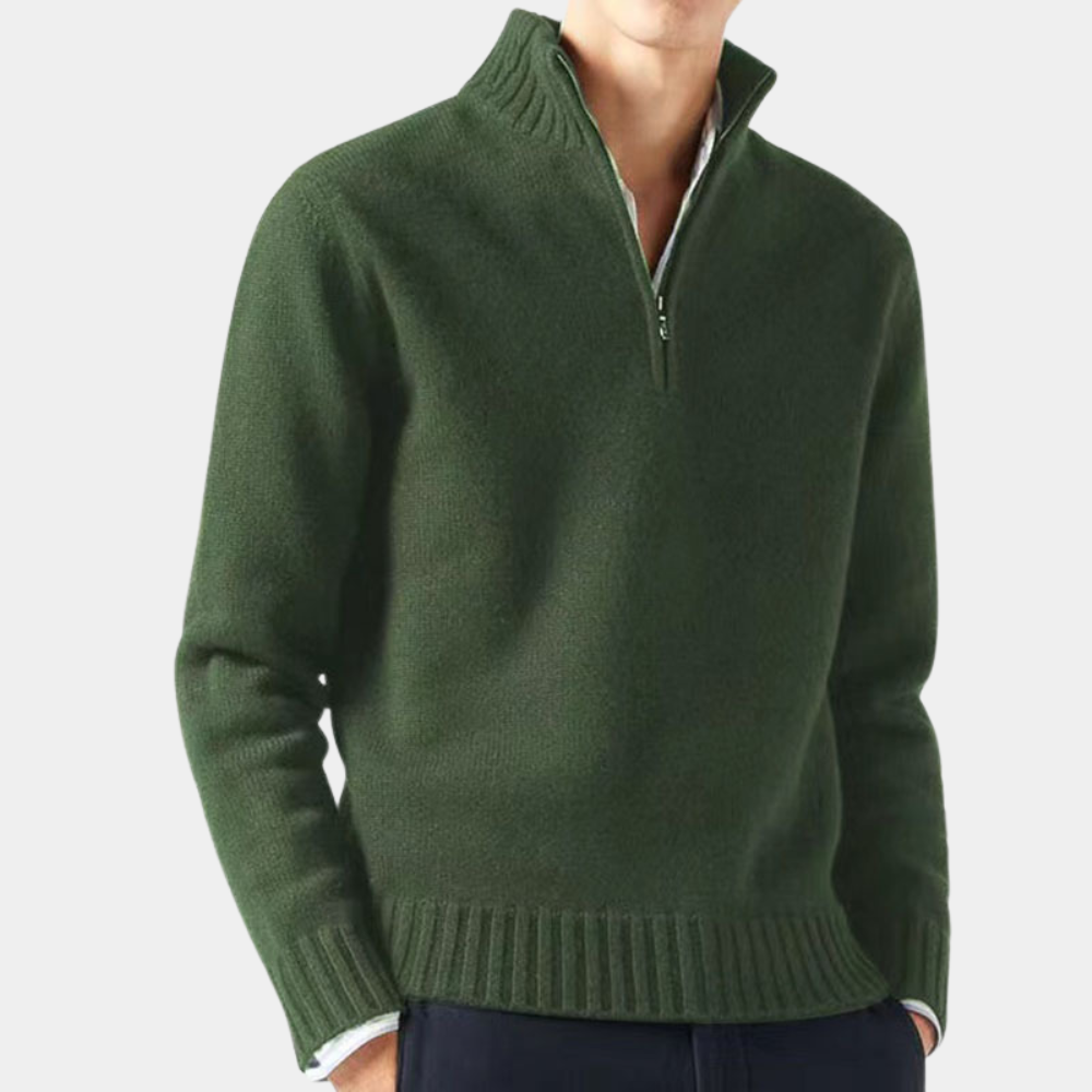Warm Men's Knit Half Zip Sweater