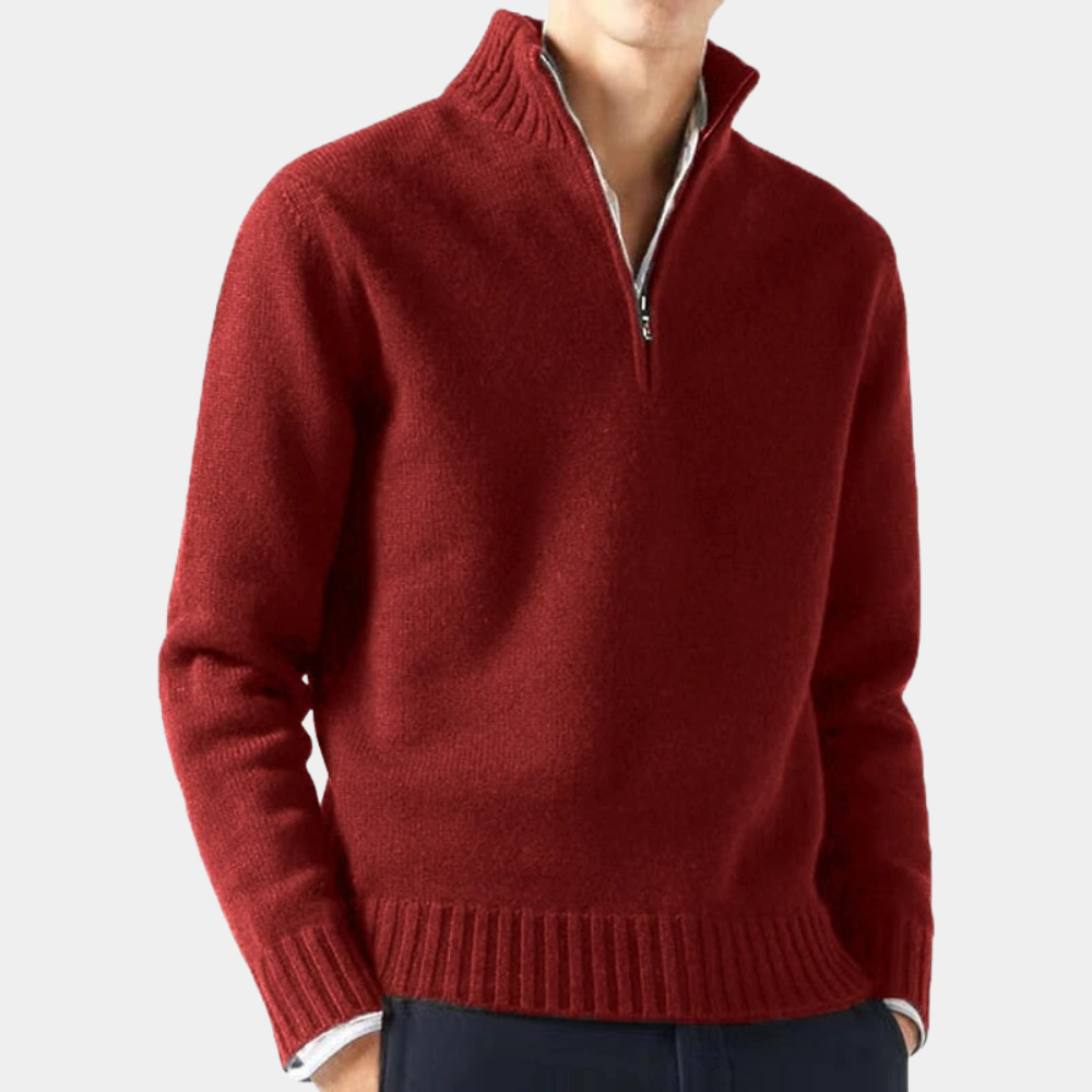 Warm Men's Knit Half Zip Sweater