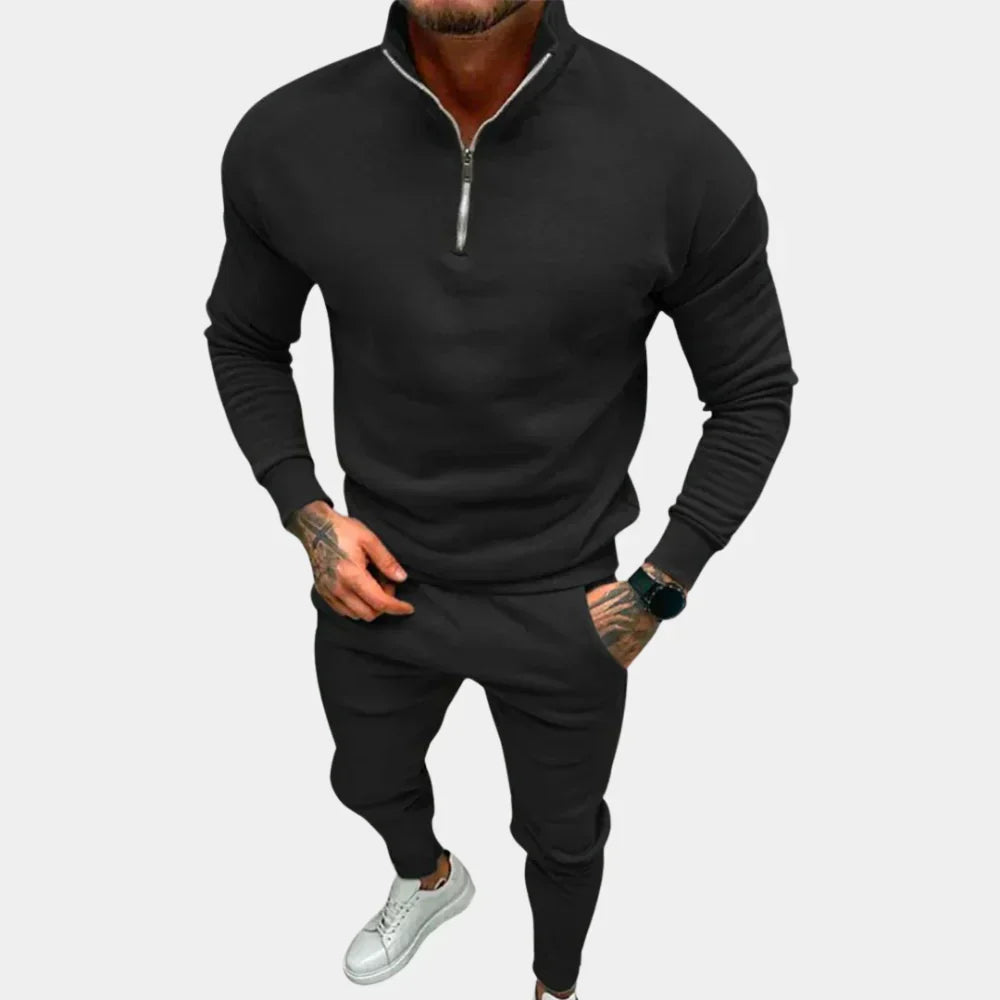 Men’s Quarter Zip Knitted Tracksuit Set