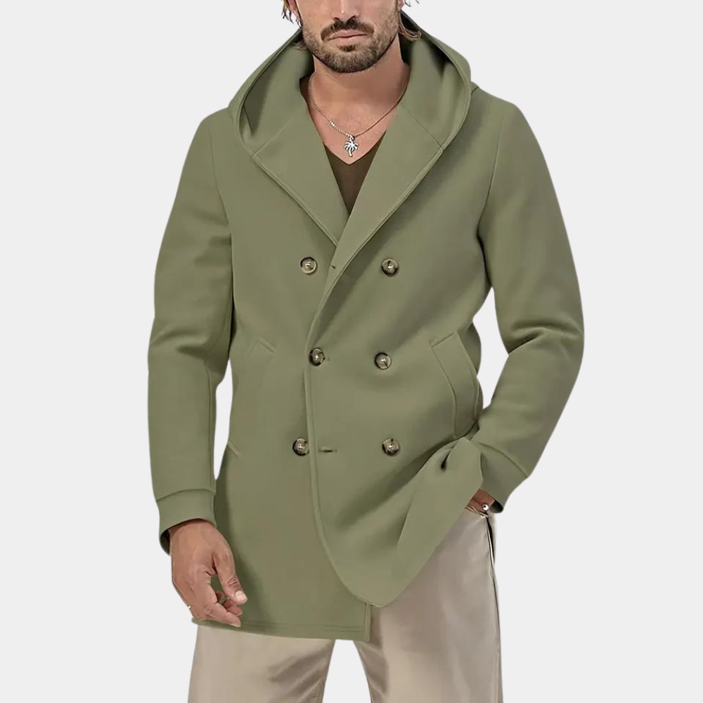 Men's casual trench coat, stylish and hooded