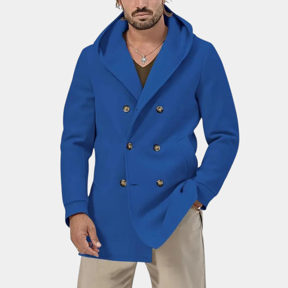 Men's casual trench coat, stylish and hooded