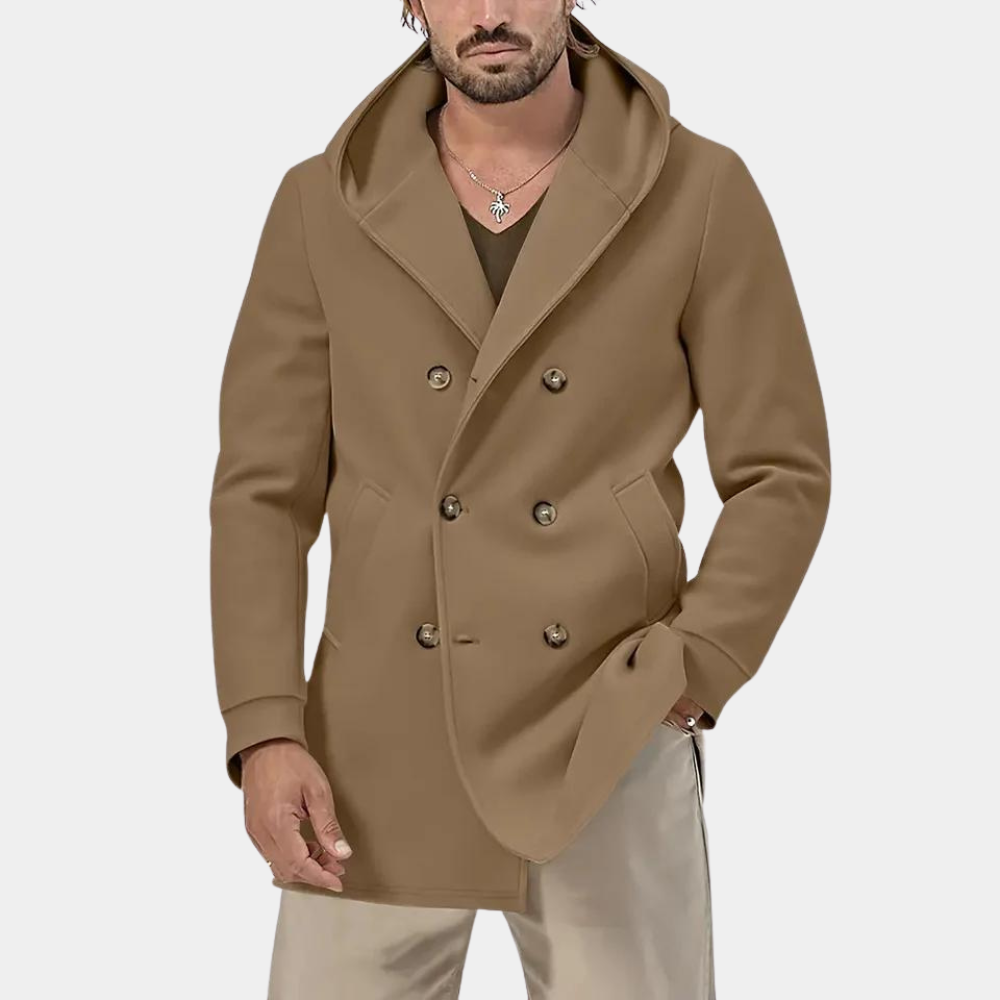 Men's casual trench coat, stylish and hooded