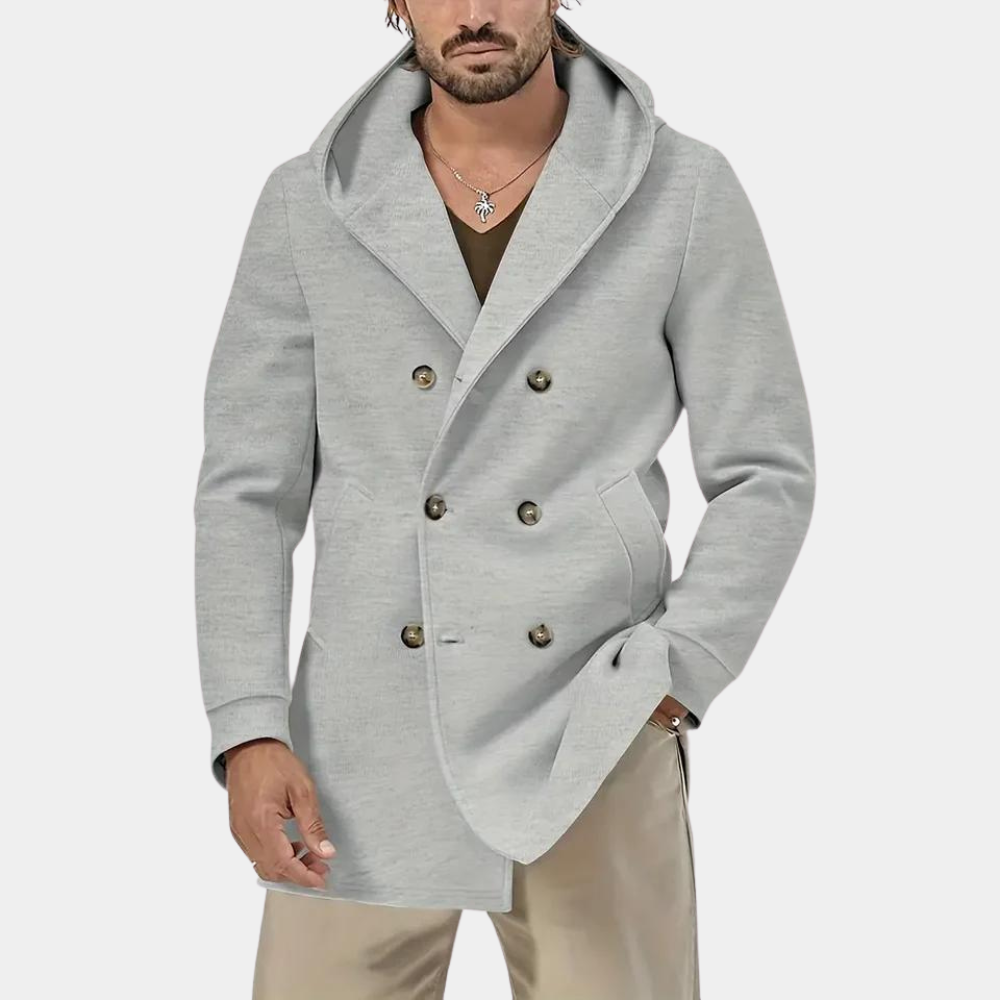 Men's casual trench coat, stylish and hooded