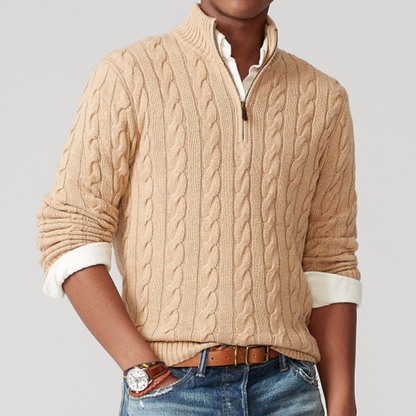 Men's Cozy Cable Knit Quarter Zip Sweater
