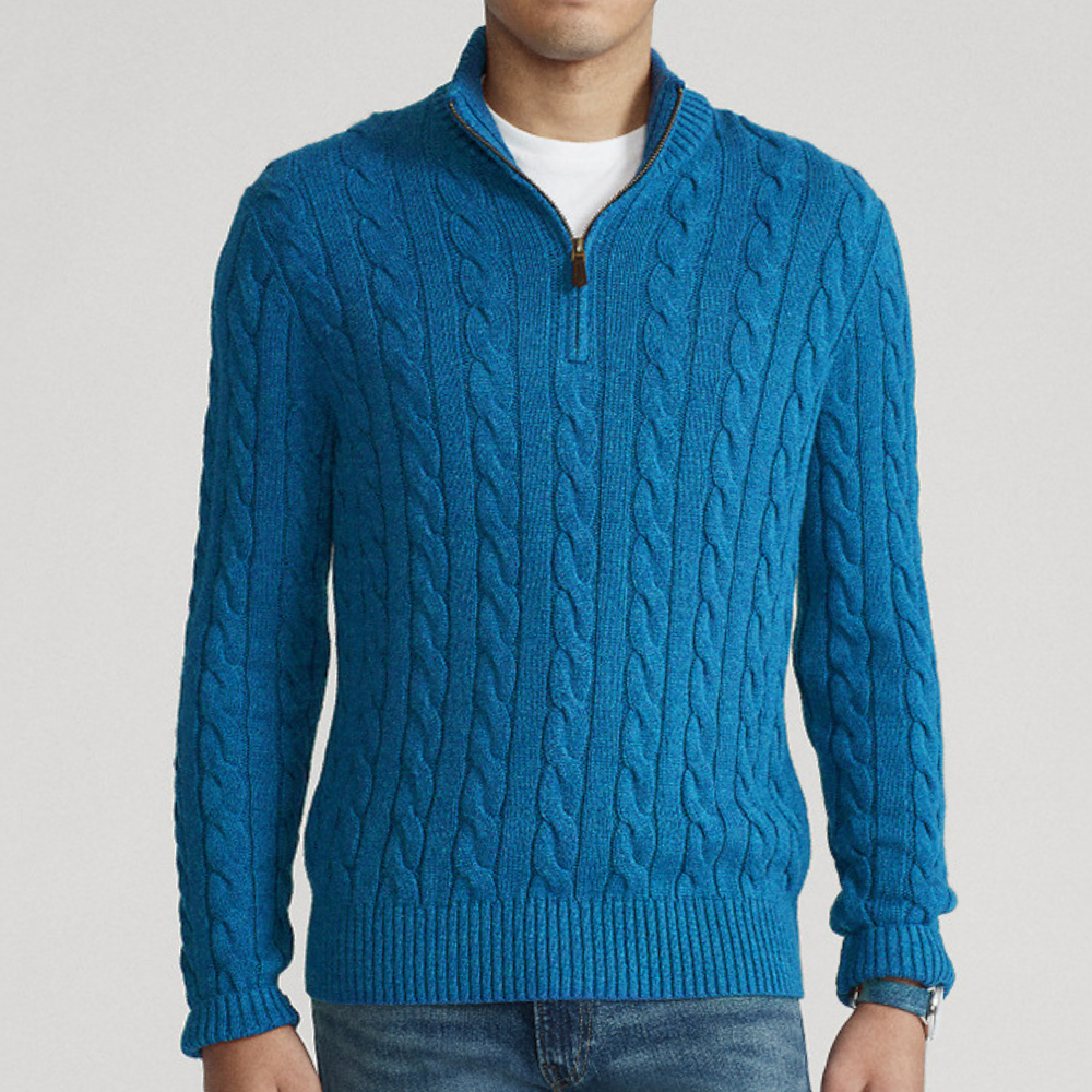 Men's Cozy Cable Knit Quarter Zip Sweater