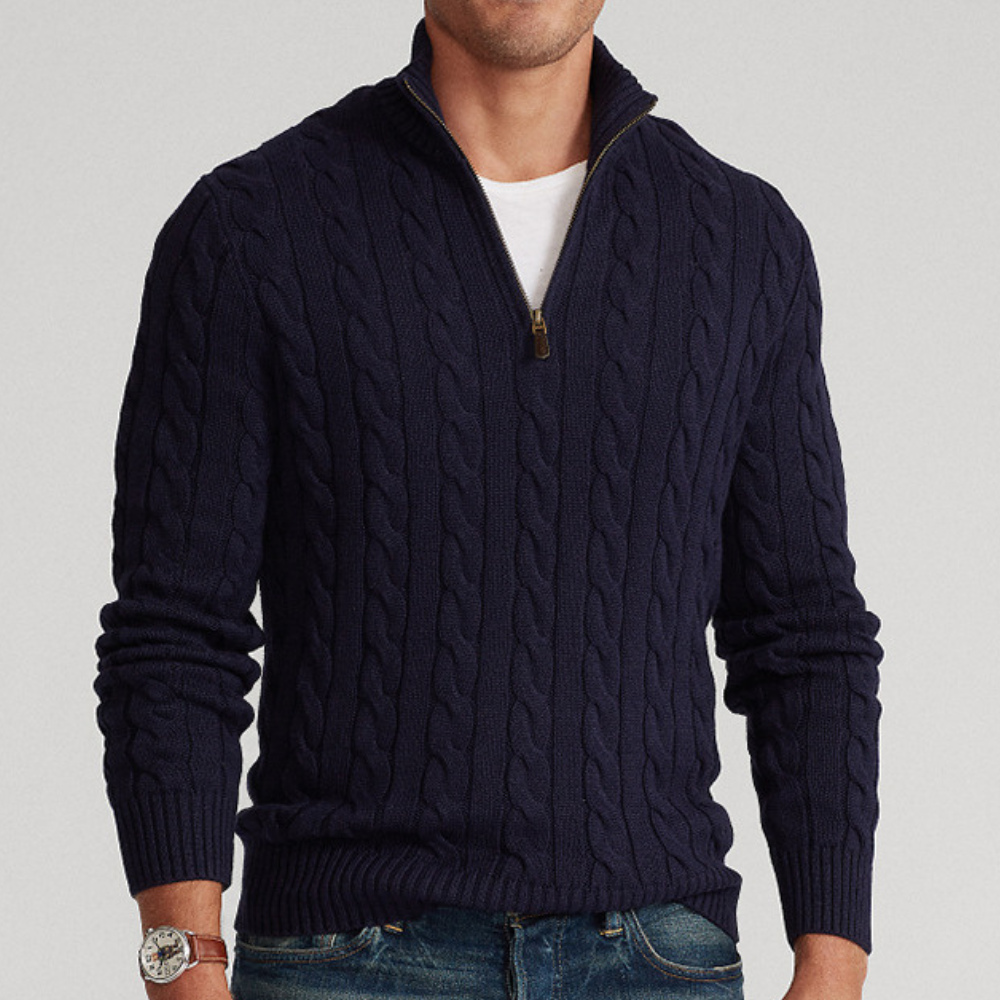 Men's Cozy Cable Knit Quarter Zip Sweater