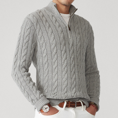 Men's Cozy Cable Knit Quarter Zip Sweater