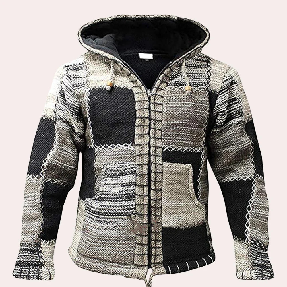 Men's hooded Orlando patchwork jacket in a modern style