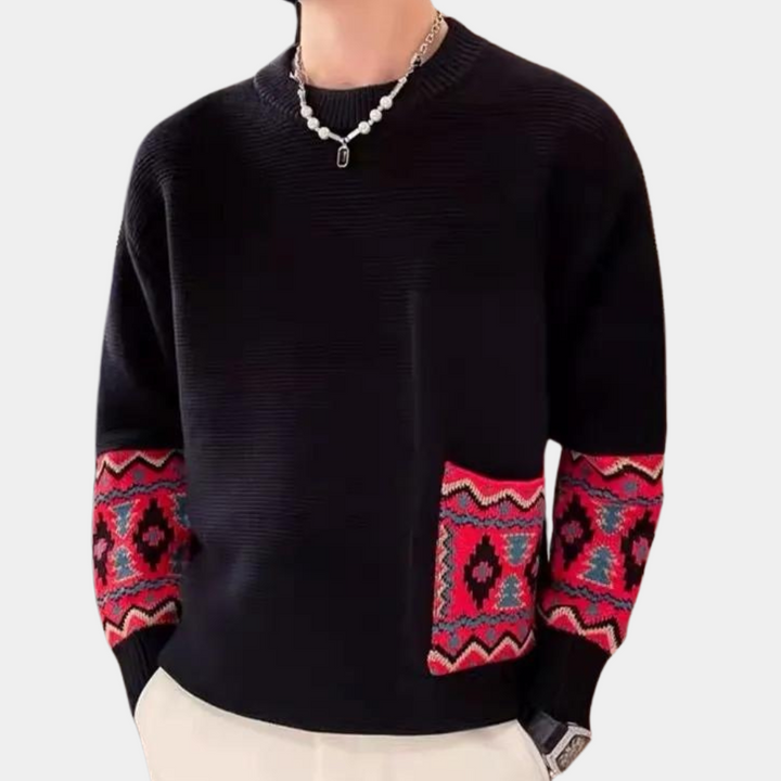 Modern Cosmin Men's Sweater with Tribal Pattern