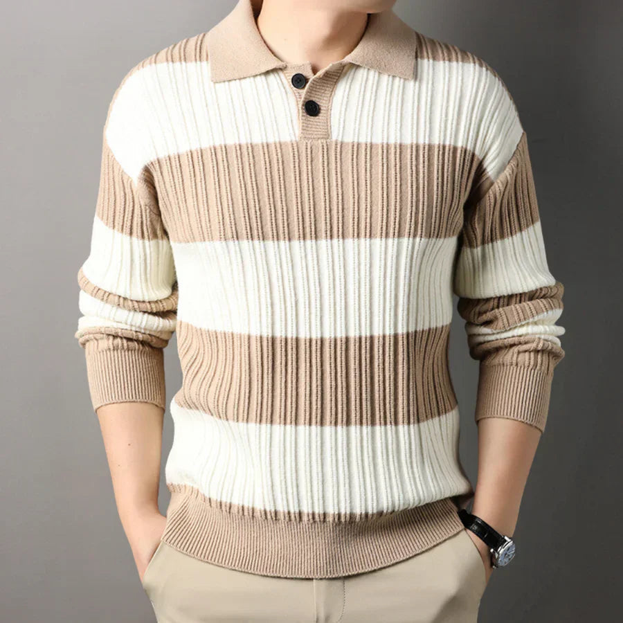 Men's Long-Sleeve Toncse Knit Polo