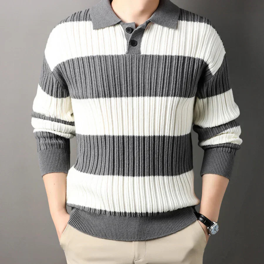 Men's Long-Sleeve Toncse Knit Polo