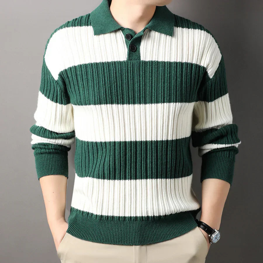Men's Long-Sleeve Toncse Knit Polo