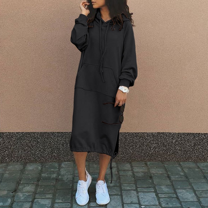 Casual Fall Women's Sweatshirt Dress - BritishElegance