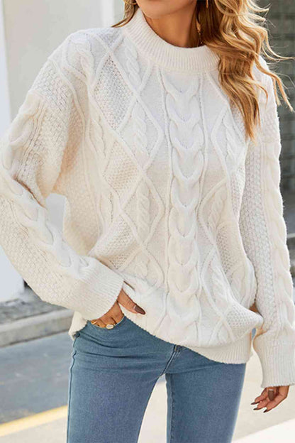 Relaxed Fit Women's Cable Knit Sweater