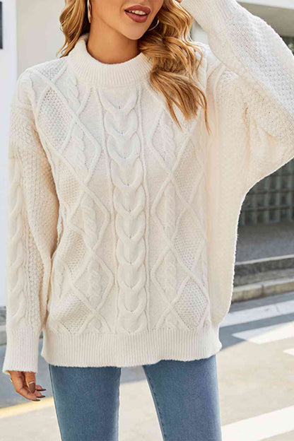 Relaxed Fit Women's Cable Knit Sweater - BritishElegance