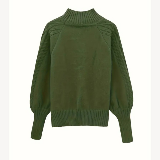 Cable Knit Turtleneck Sweater for Women
