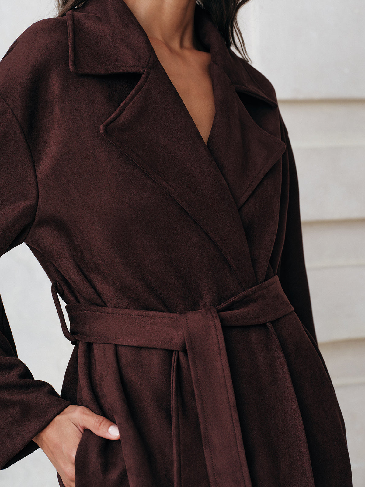 Cameron | Women’s Refined Belted Suede Longline Coat