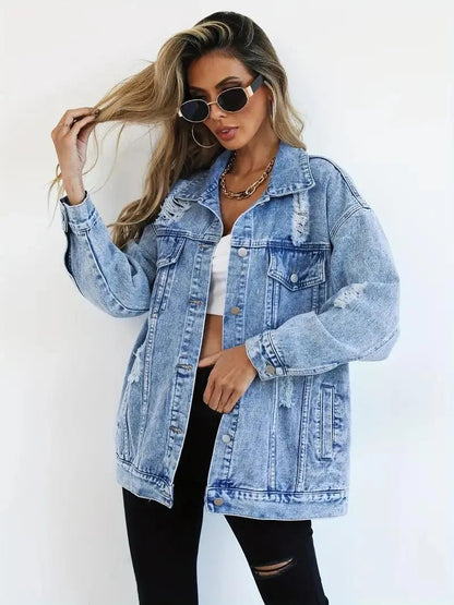 Camille | Oversized Denim Jacket with Warm Lining