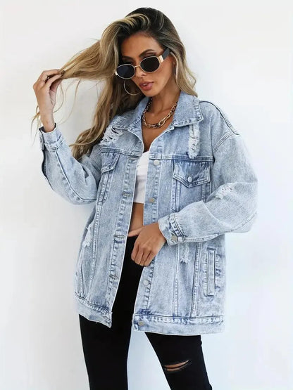 Camille | Oversized Denim Jacket with Warm Lining