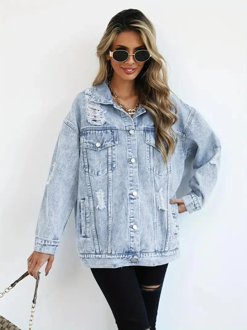 Camille | Oversized Denim Jacket with Warm Lining