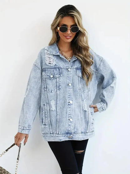 Camille | Oversized Denim Jacket with Warm Lining