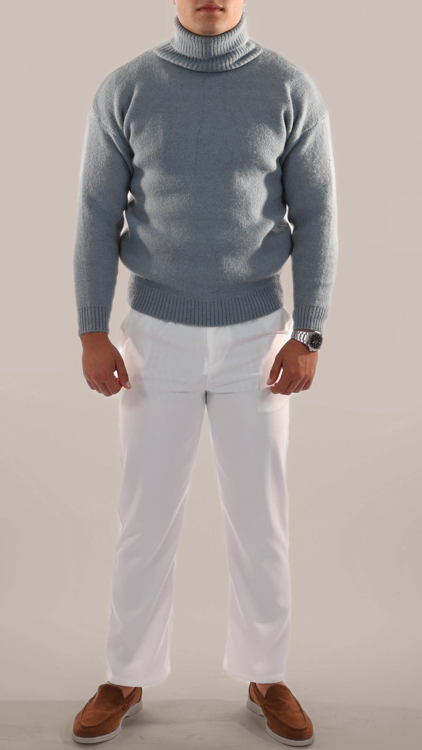 Warm Knitted Roll Neck Jumper Men