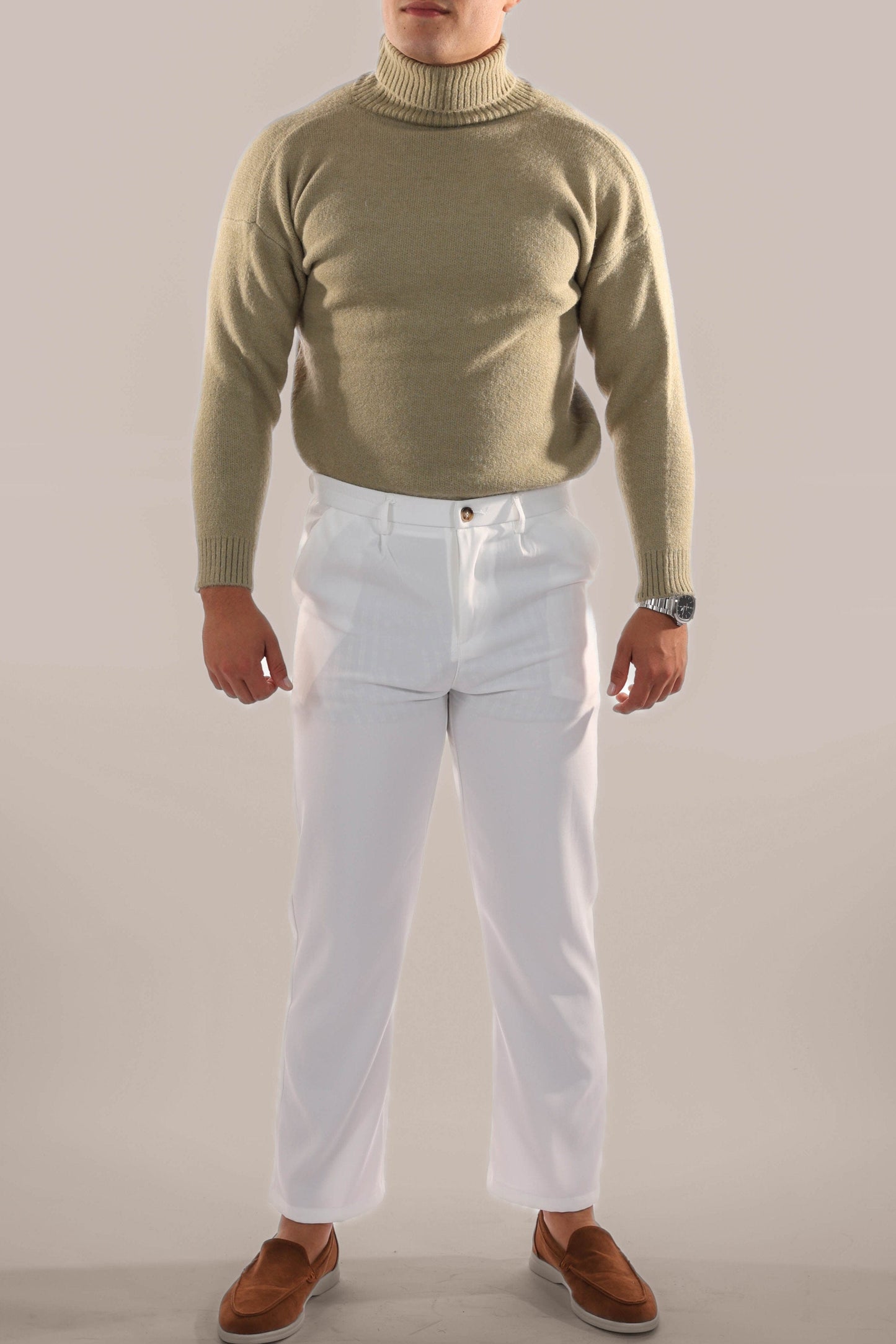 Warm Knitted Roll Neck Jumper Men