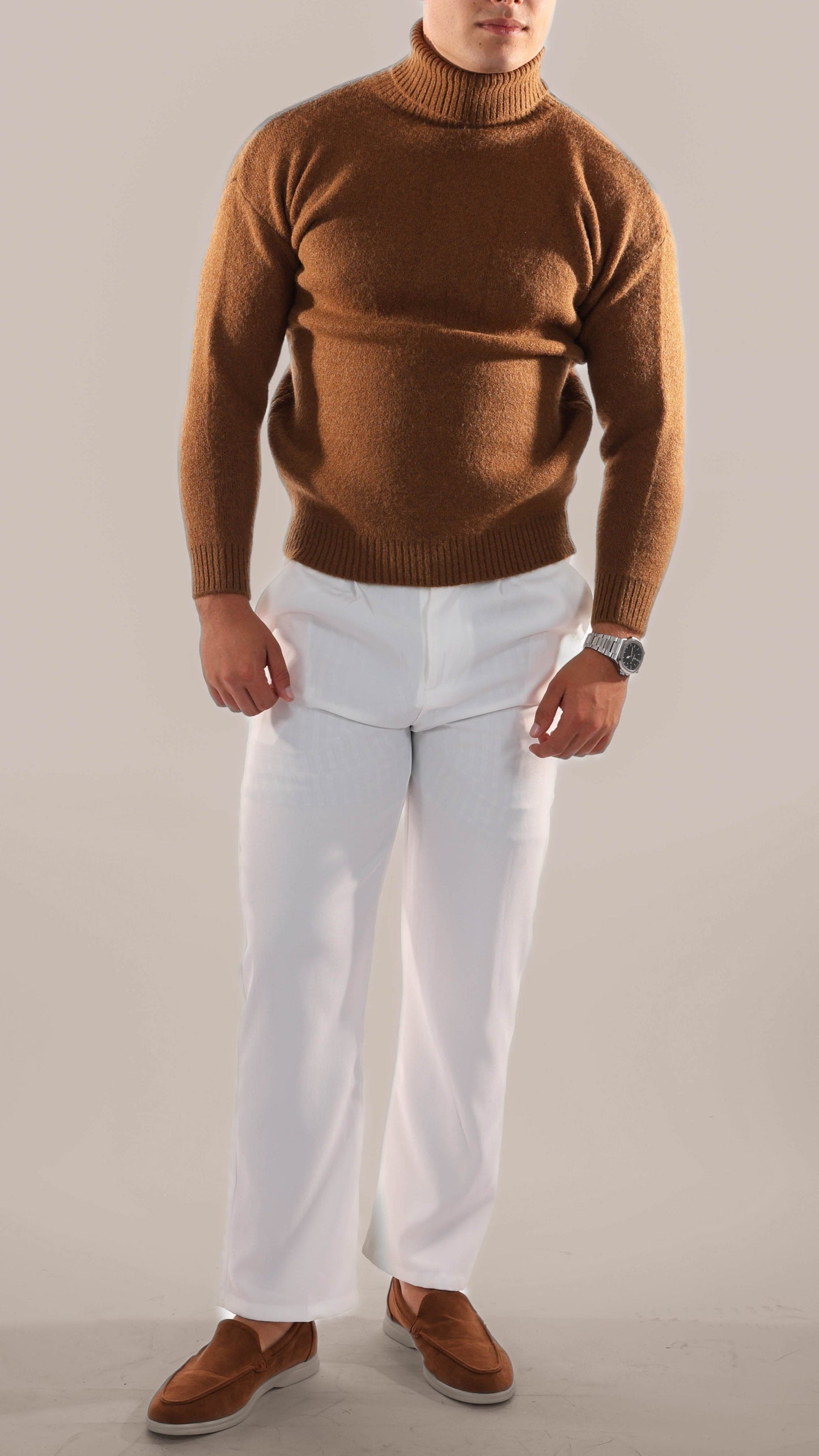 Warm Knitted Roll Neck Jumper Men