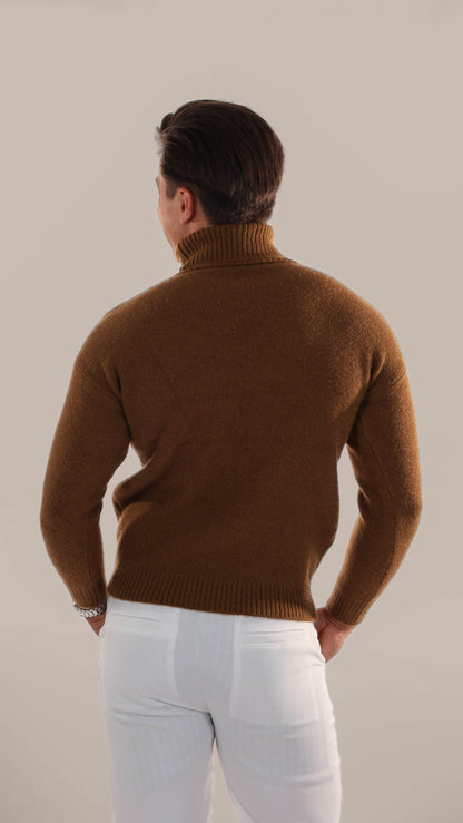 Warm Knitted Roll Neck Jumper Men