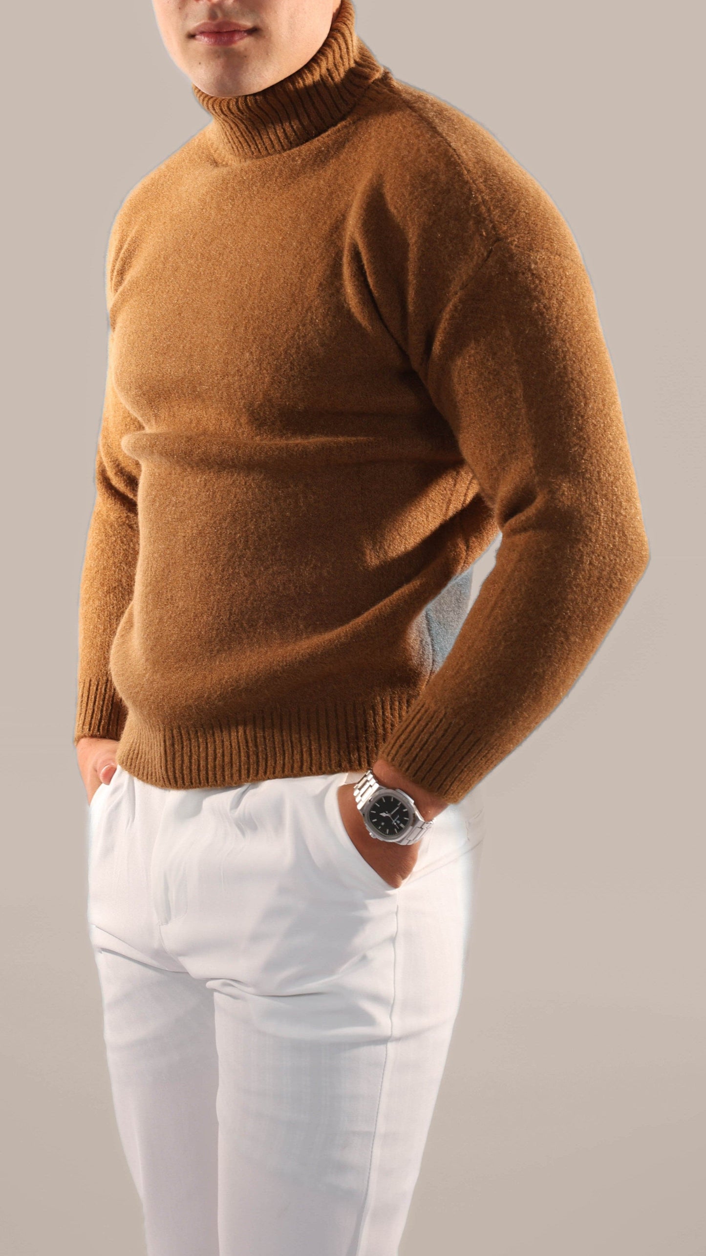 Warm Knitted Roll Neck Jumper Men