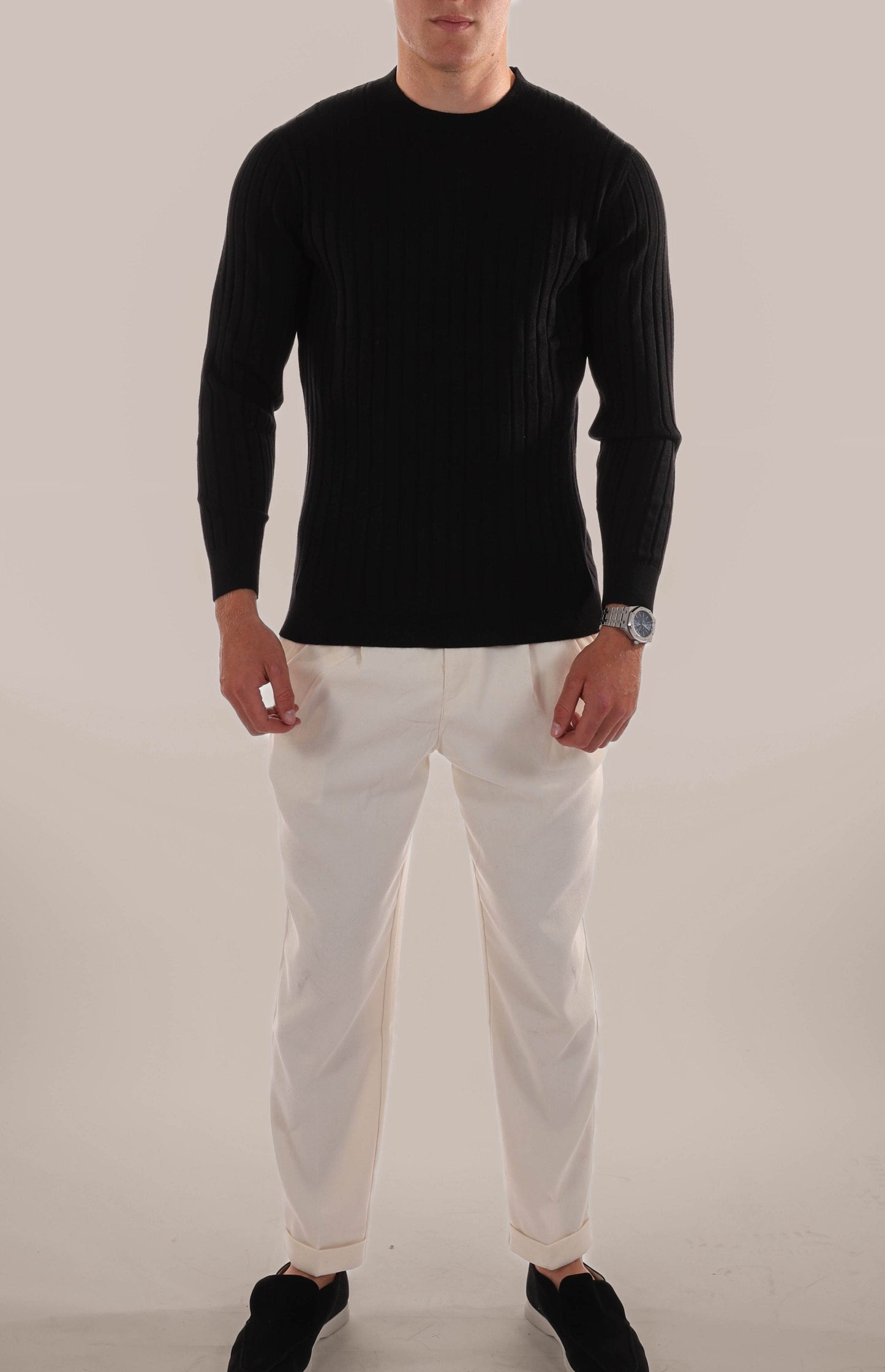 Men’s Ribbed Crew Neck Jumper