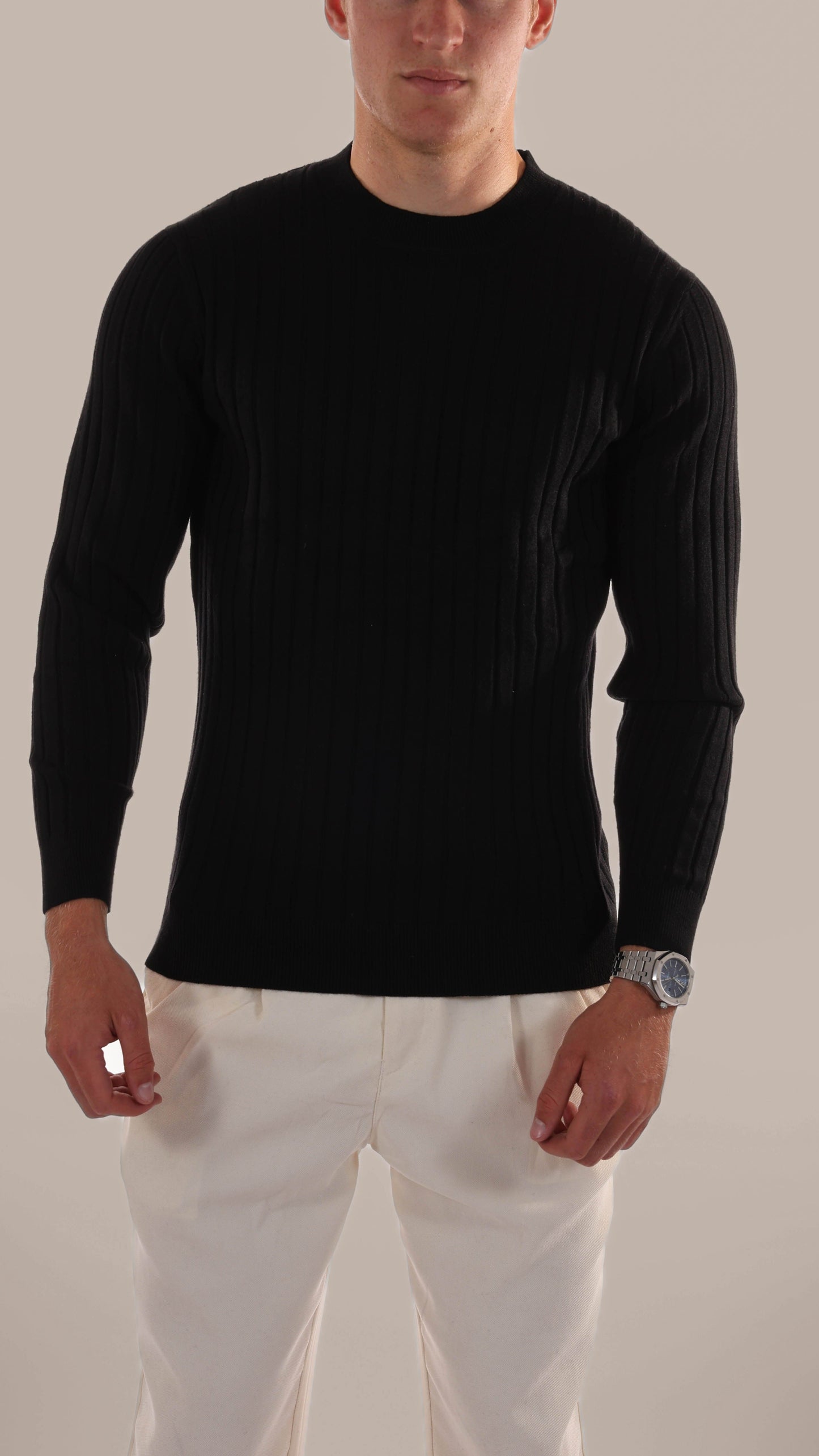 Men’s Ribbed Crew Neck Jumper