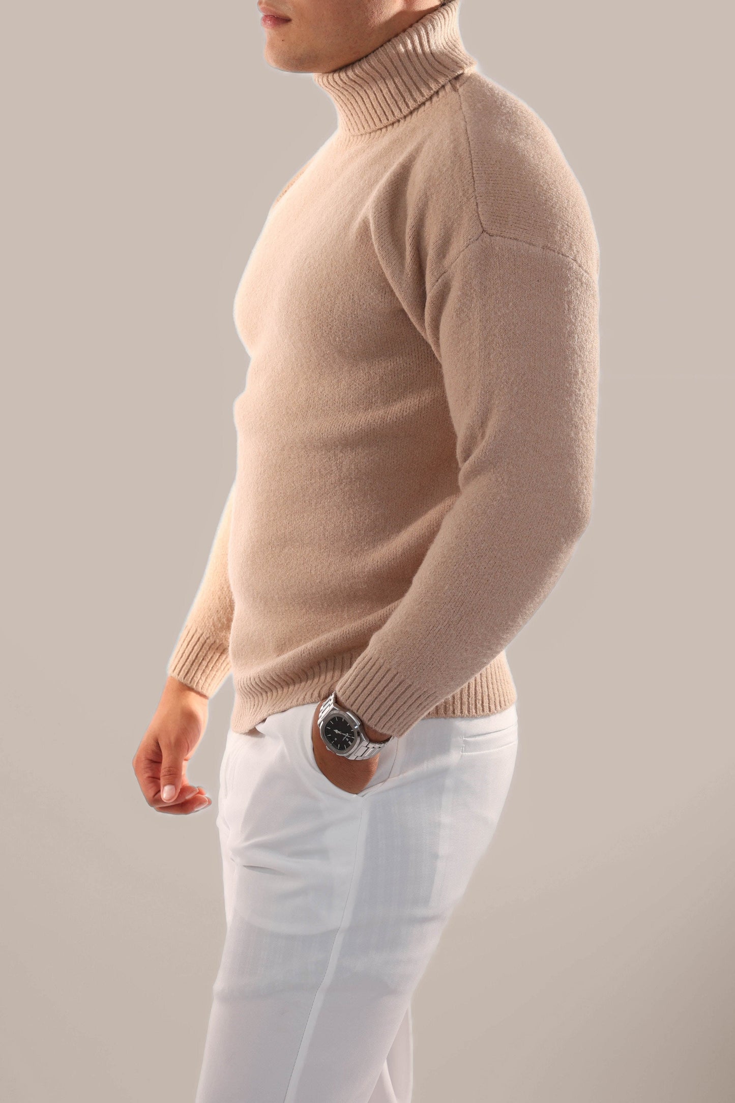 Warm Knitted Roll Neck Jumper Men