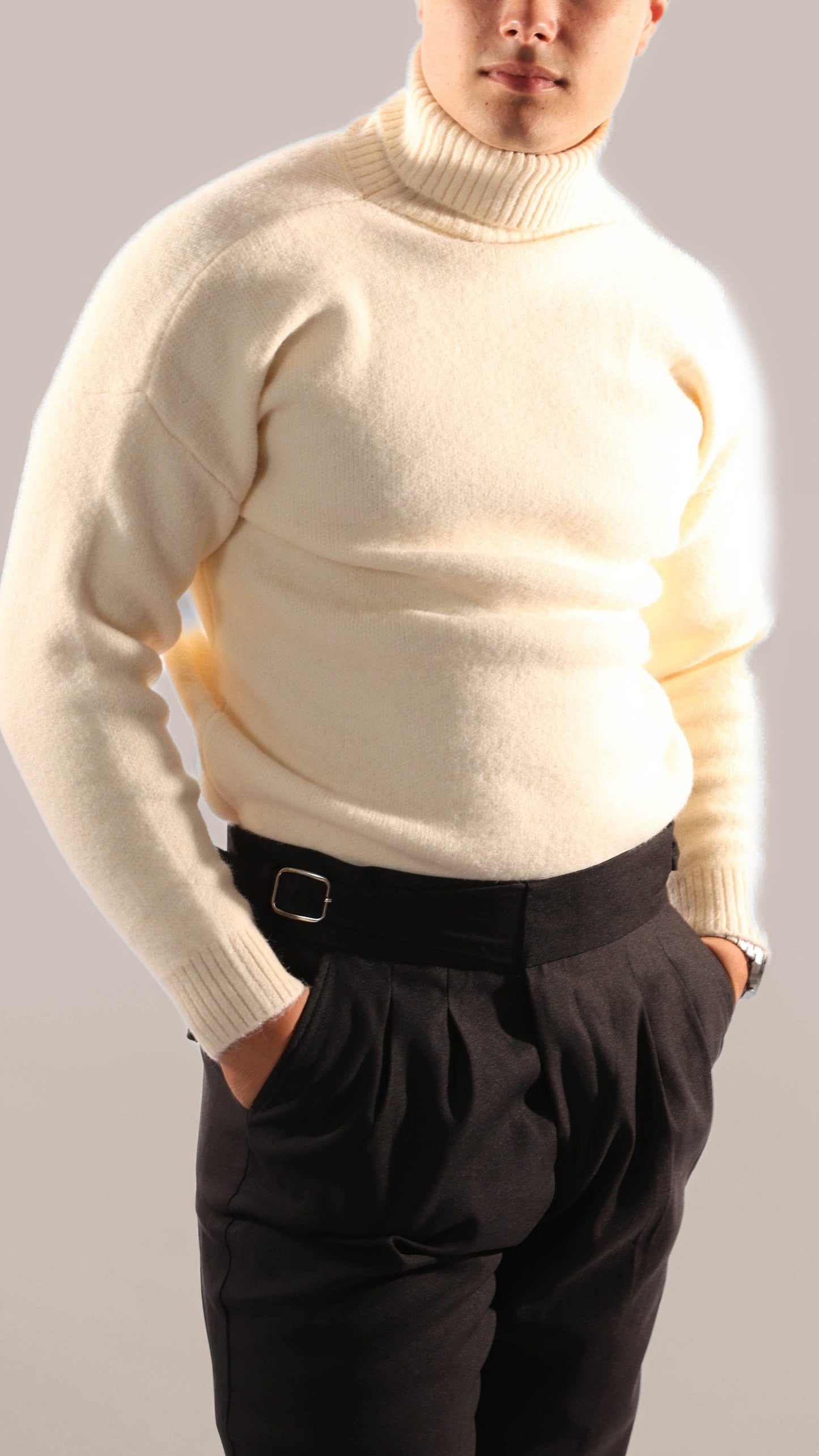 Warm Knitted Roll Neck Jumper Men