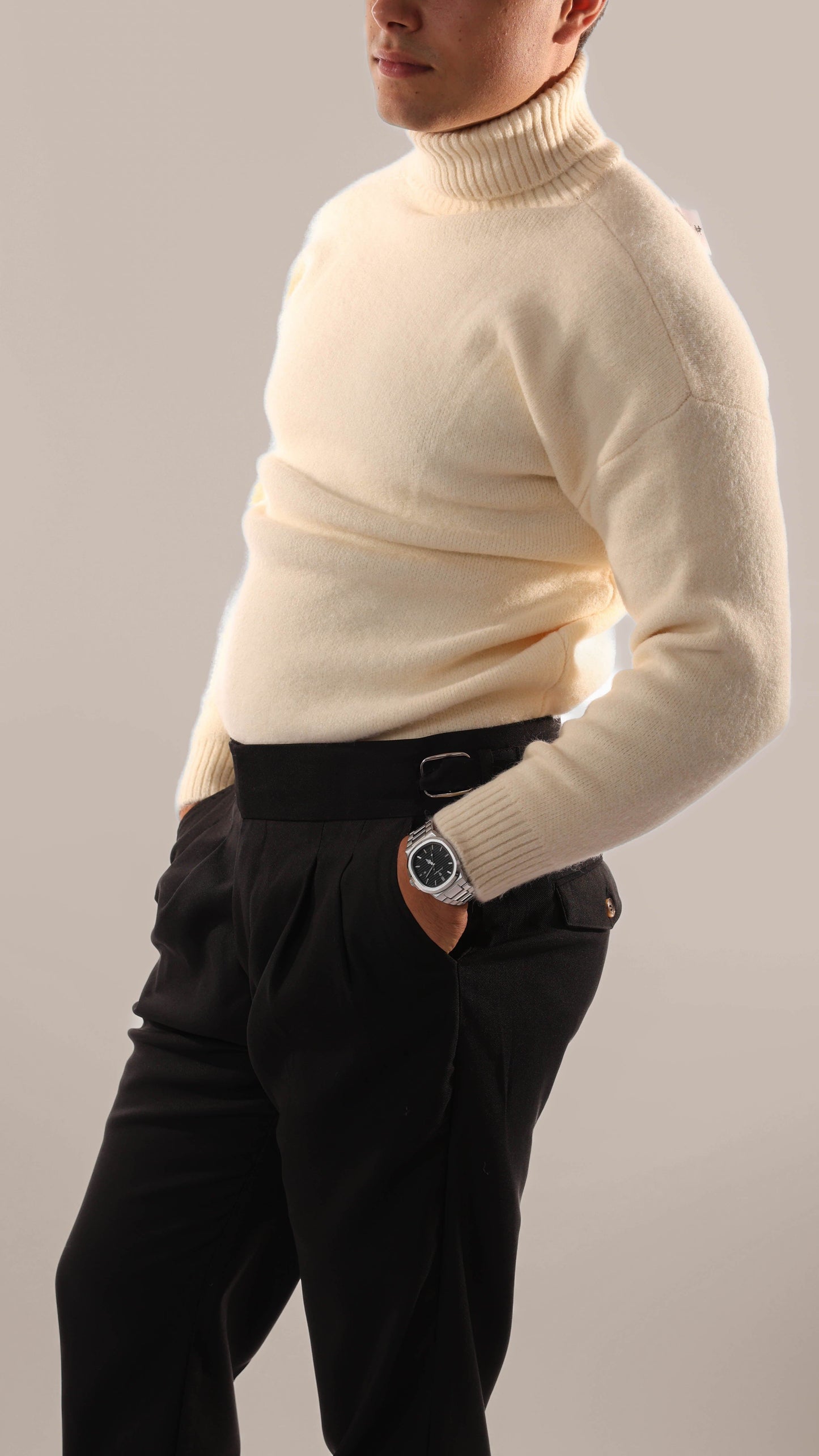 Warm Knitted Roll Neck Jumper Men