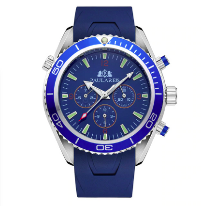 Waterproof Quartz Men's Watch With Black Rubber Band