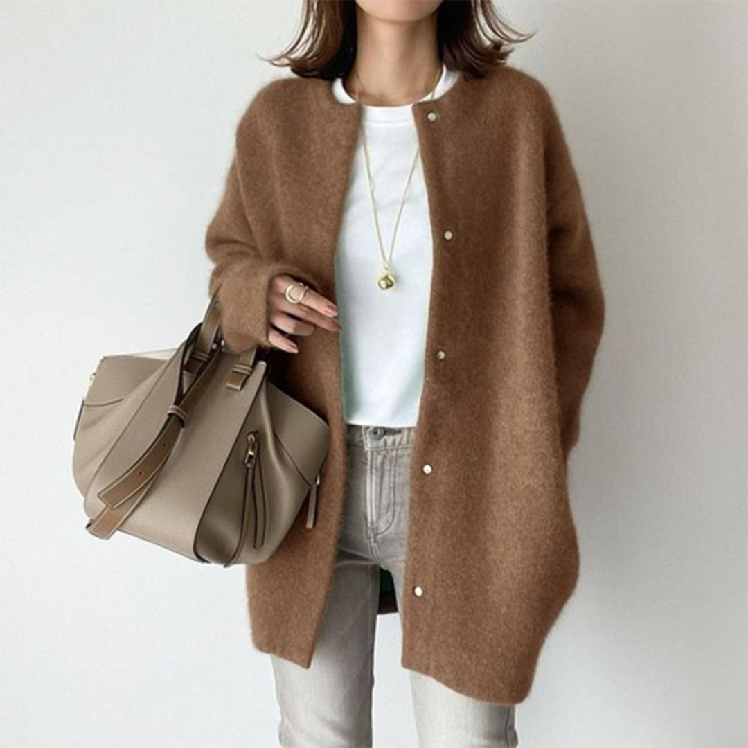 Warm Women's Thick Cable Knit Button Cardigan