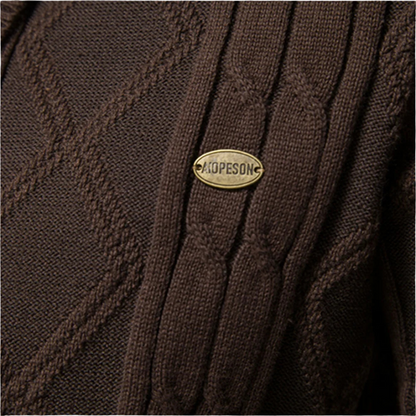 Cardigan - Argyle Pattern & Soft Blend Light Stretch