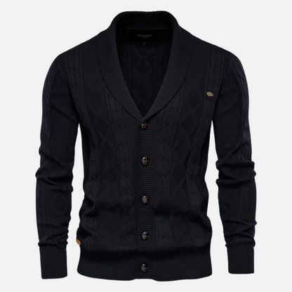 Cardigan - Argyle Pattern & Soft Blend Light Stretch